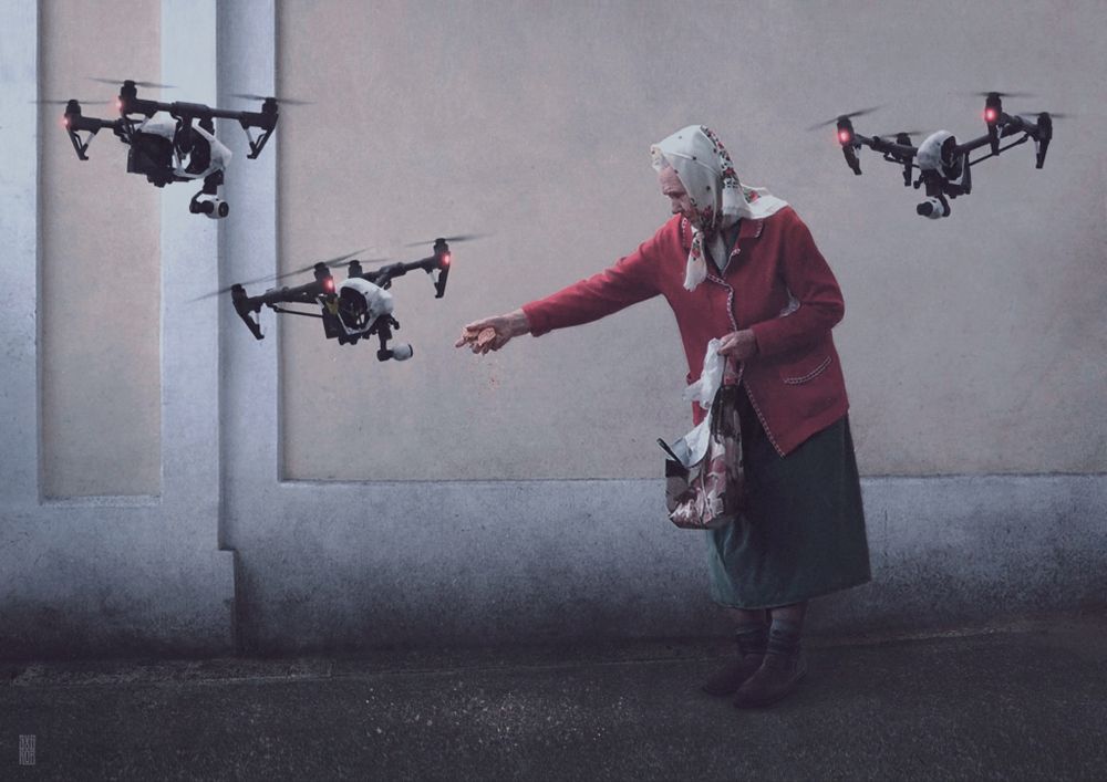 Открытка &quot;Бабушка и дроны&quot;