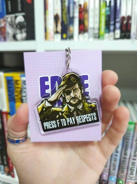 Акриловый брелок "Metal Gear Solid. Press F to pay respects"