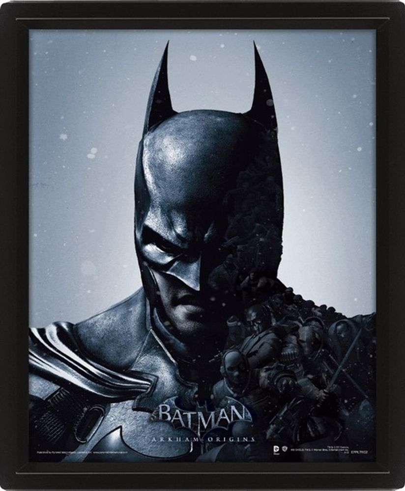 Лицензионный 3D постер в рамке Batman Arkham Origins (Batman/Joker) 3D